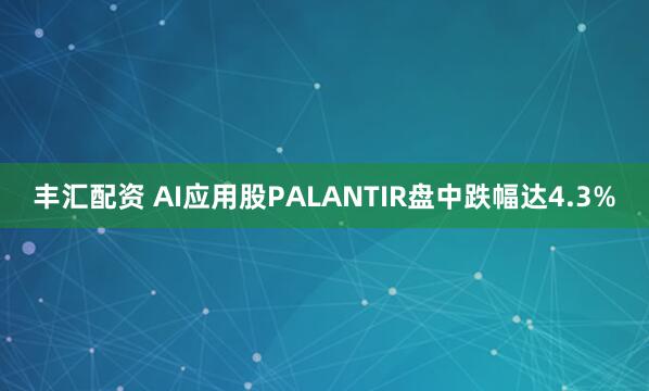 丰汇配资 AI应用股PALANTIR盘中跌幅达4.3%