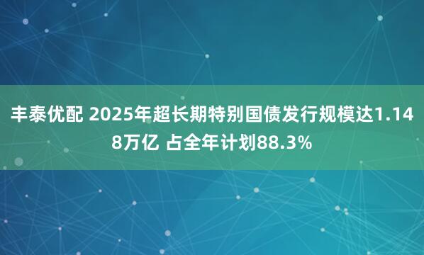 丰泰优配 2025年超长期特别国债发行规模达1.148万亿 占全年计划88.3%