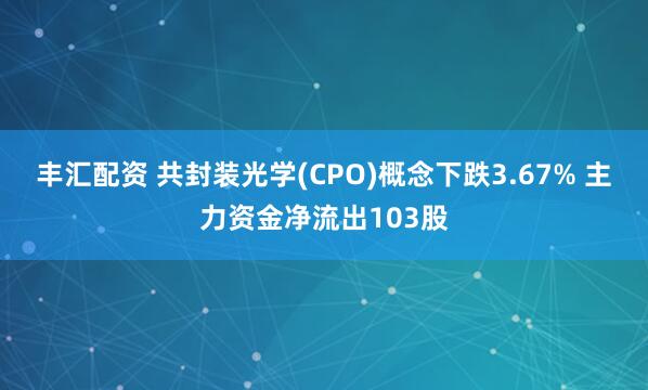 丰汇配资 共封装光学(CPO)概念下跌3.67% 主力资金净流出103股